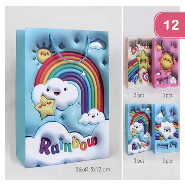 3D EFFECT CUTE RAINBOW SUN HEART GIFT BAG (12 UNTIS)