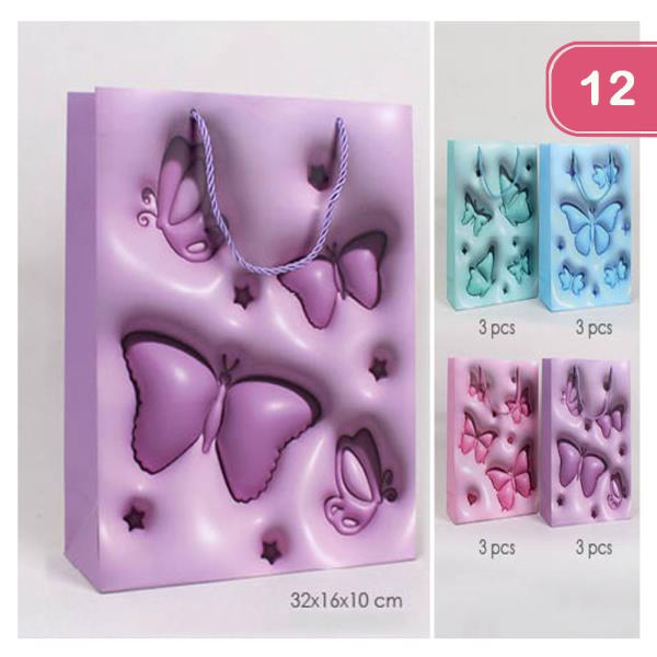 3D EFFECT FOUR BUTTERFLY GIFT BAG (12 UNITS)