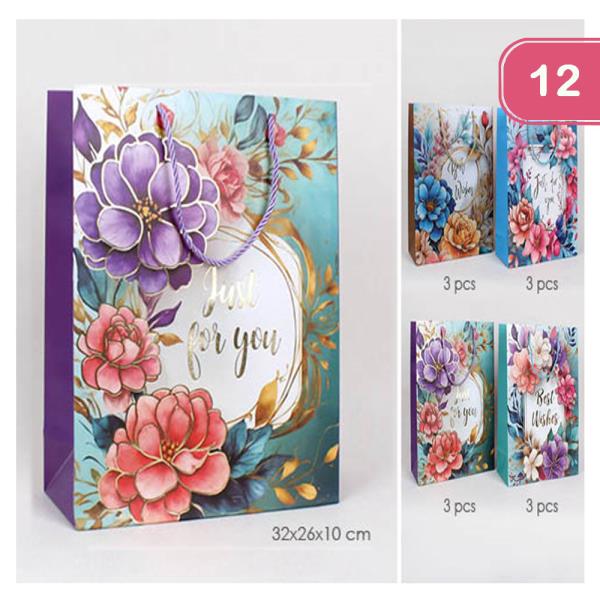 JUST FOR YOU FLORAL GIFT BAG (12 UNITS)