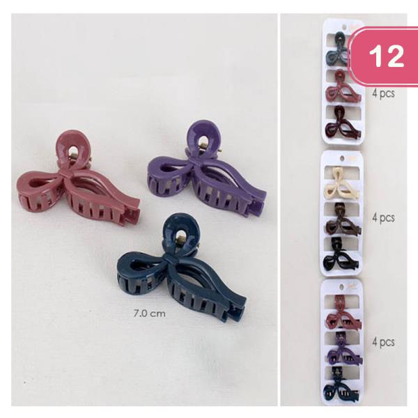 DARK COLOR 3 PCS BOW SHAPE JAW HAIR CLIP (12 UNITS)