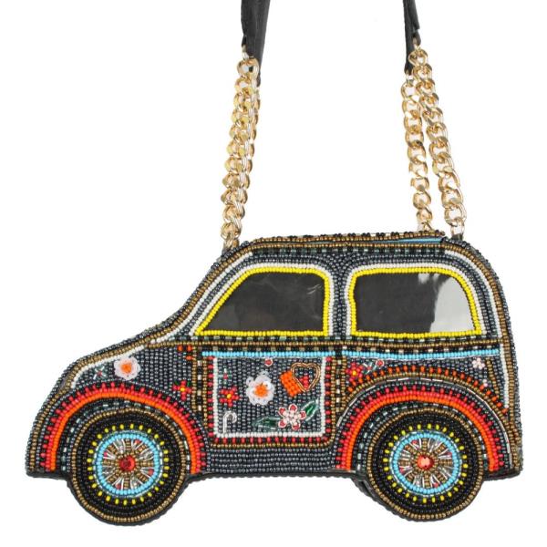 3D CLASSIC CAR BEADED NOVELTY CHAIN BAG