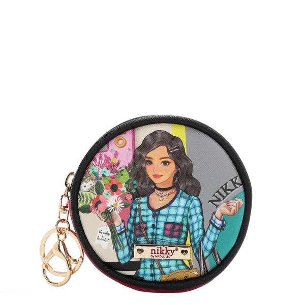 NIKKY BY NICOLE LEE ROUND COIN PURSE KEYCHAIN