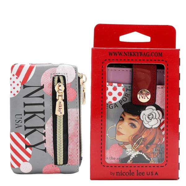 NIKKY BY NICOLE LEE MINI ZIP AND SNAP BUTTON CARD HOLDER