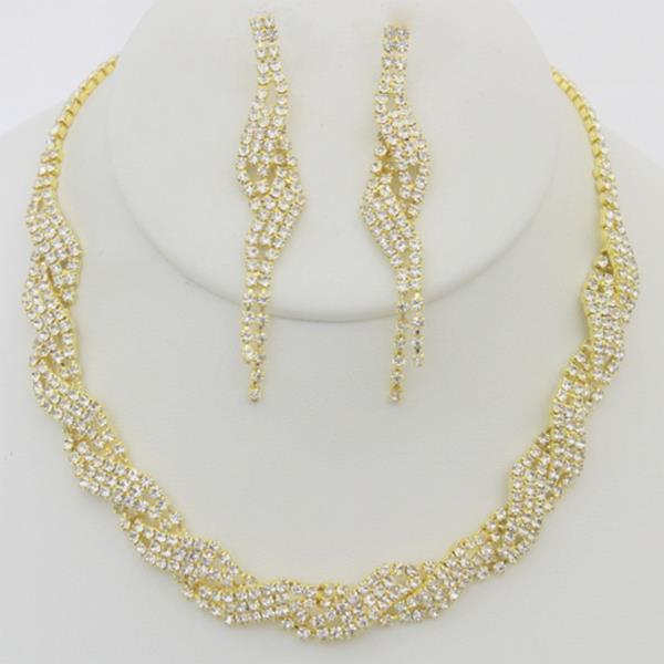 RHINESTONE NECKLACE EARRING SET