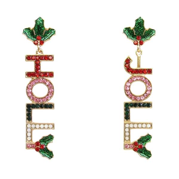 PEARL CHRISTMAS HOLLY JOLLY EARRING