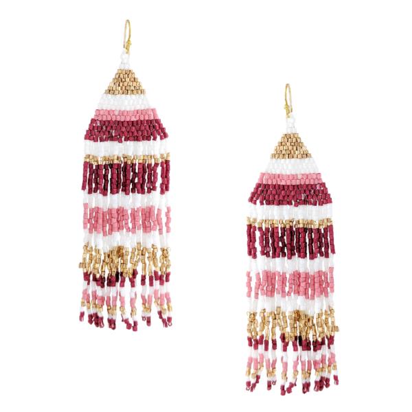 COLOR BLOCK SEED BEAD DANGLE EARRING