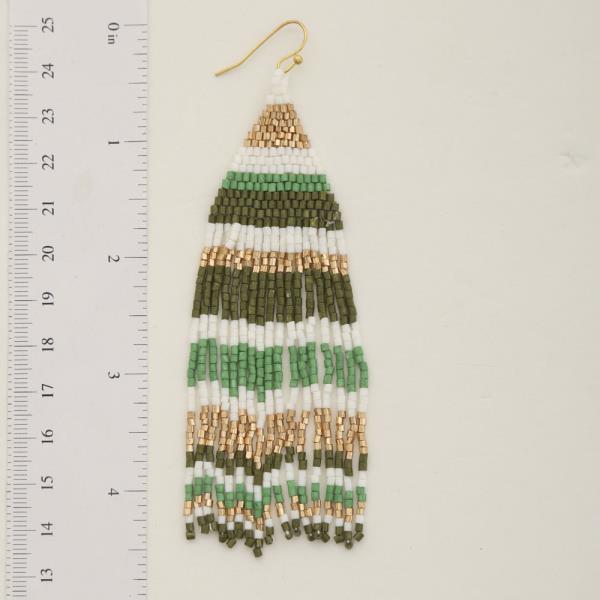 COLOR BLOCK SEED BEAD DANGLE EARRING