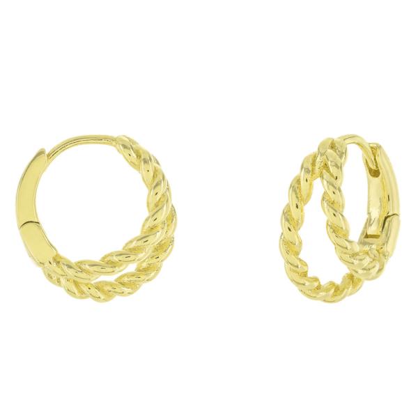 TWISTED LINK GOLD PLATED HUGGIE EARRING