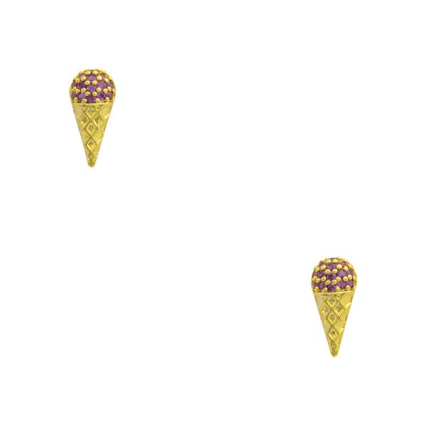 ICE CREAM CONE GOLD PLATED EARRING