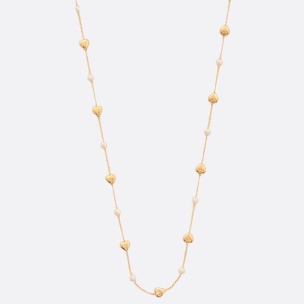 HEART PEARL BEAD STATION NECKLACE