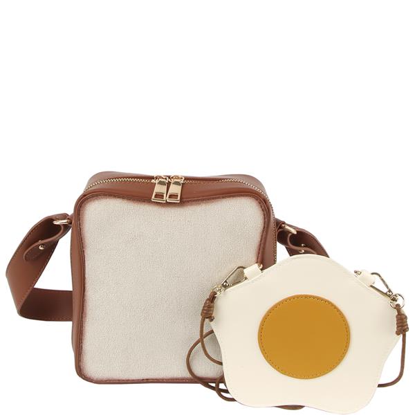 2IN1 BREAD AND EGG ZIPPER CROSSBODY SET BAG