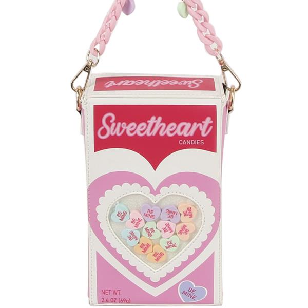 SWEETHEART CANDIES PRINT DESIGN CROSSBODY BAG