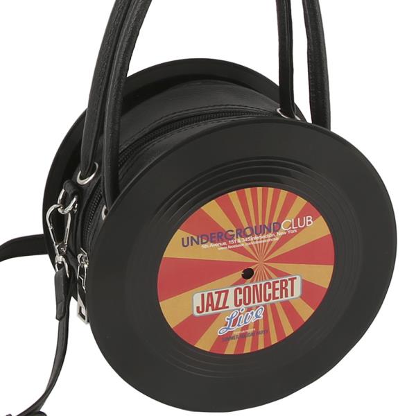 ROUNDED VINTAGE JAZZ RECORD HANDLE CROSSBODY BAG