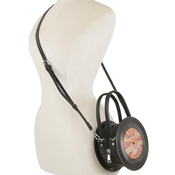 ROUNDED VINTAGE JAZZ RECORD HANDLE CROSSBODY BAG