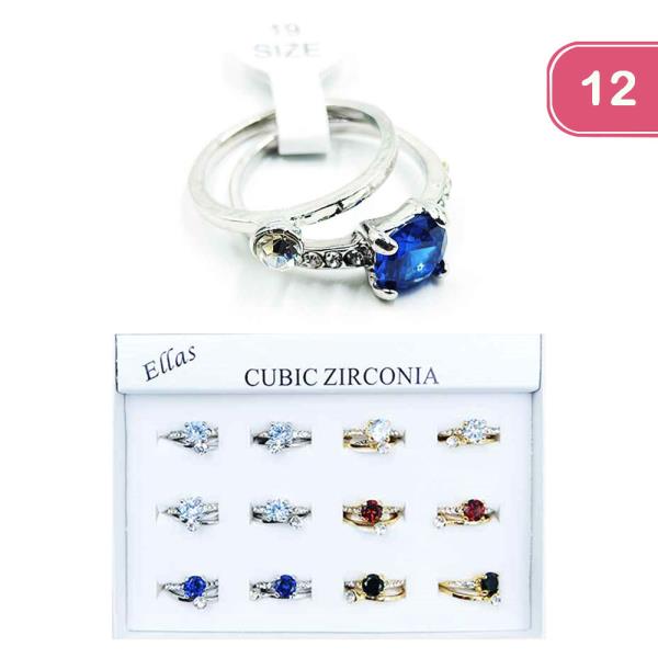 CUBIC ZIRCONIA STACKABLE RING (12 UNITS)