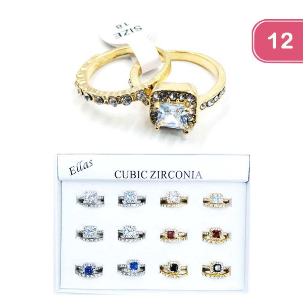 CUBIC ZIRCONIA STACKABLE RINGS  (12 UNITS)