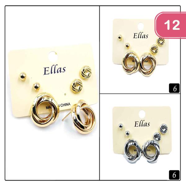 ASSORTED STUD EARRINGS SET (12 UNITS)