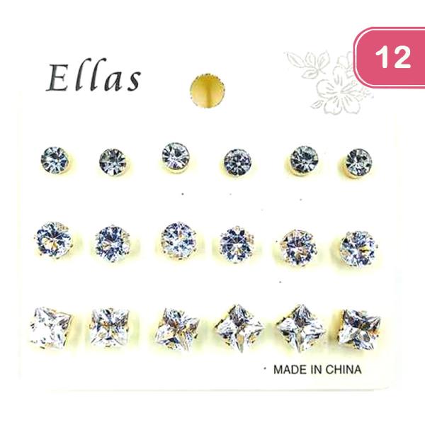 RHINESTONE EARRING SET (12 UNITS )