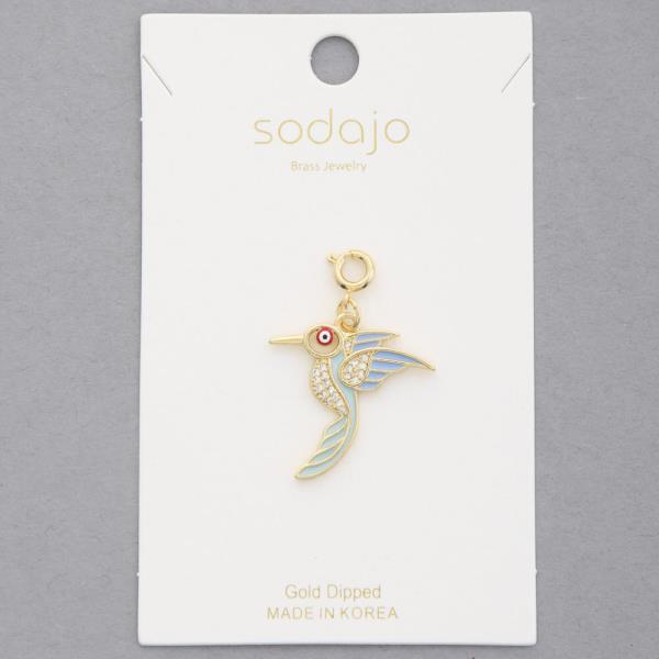 SODAJO HUMMINGBIRD RHINESTONE GOLD DIPPED NECKLACE CHARM