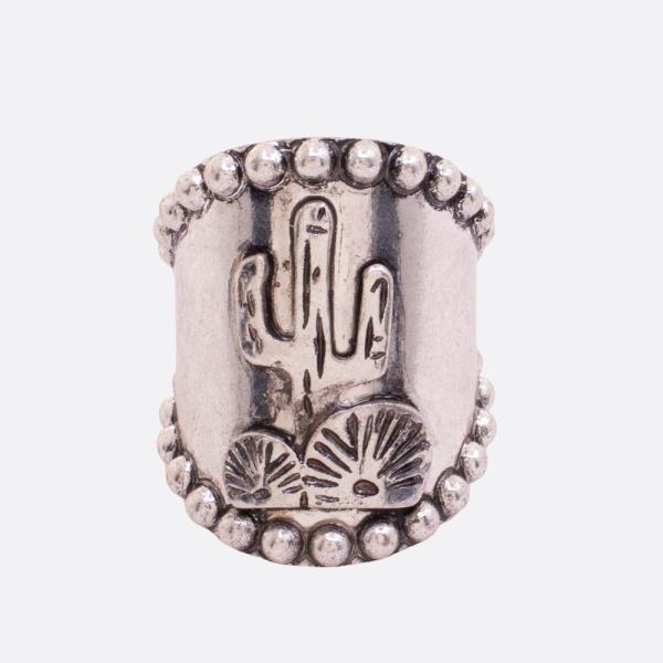 WESTERN STYLE CACTUS METAL ADJUSTABLE RING