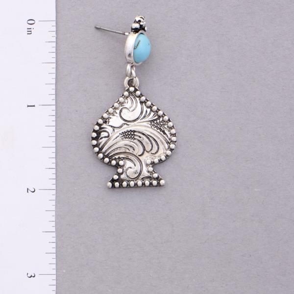 WESTERN STYLE SPADE SHAPE FILIGREE PATTERN DANGLE EARRING