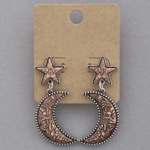 WESTERN STYLE MOON STAR DANGLE EARRING