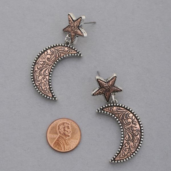 WESTERN STYLE MOON STAR DANGLE EARRING
