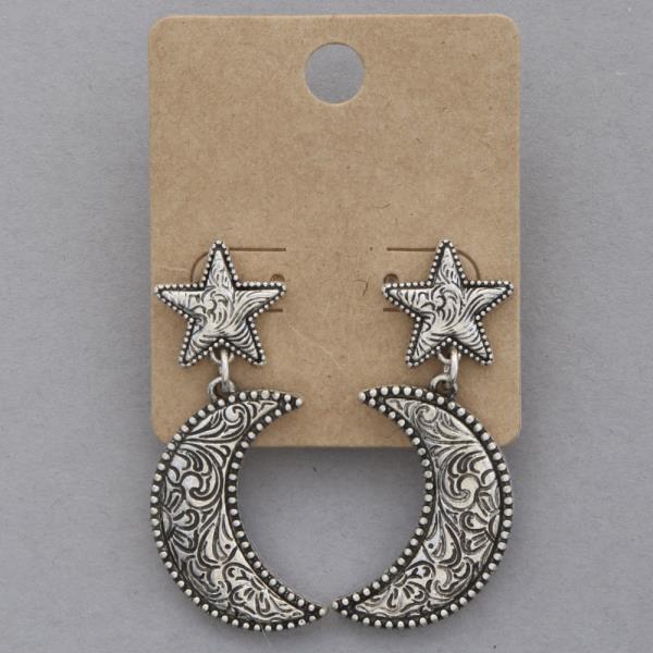 WESTERN STYLE MOON STAR DANGLE EARRING