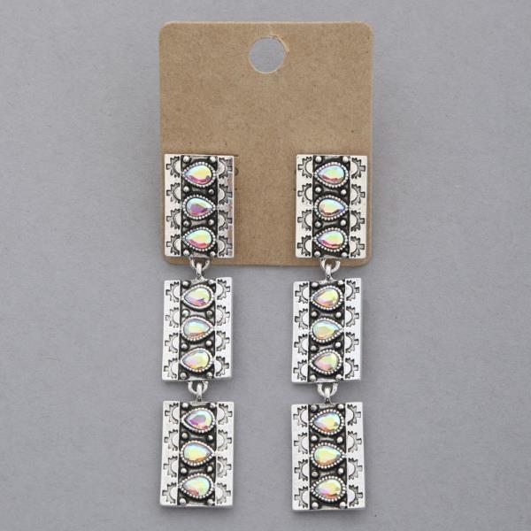 WESTERN STYLE RECTANGLE METAL EARRING