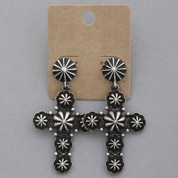 WESTERN STYLE CROSS DANGLE EARRING