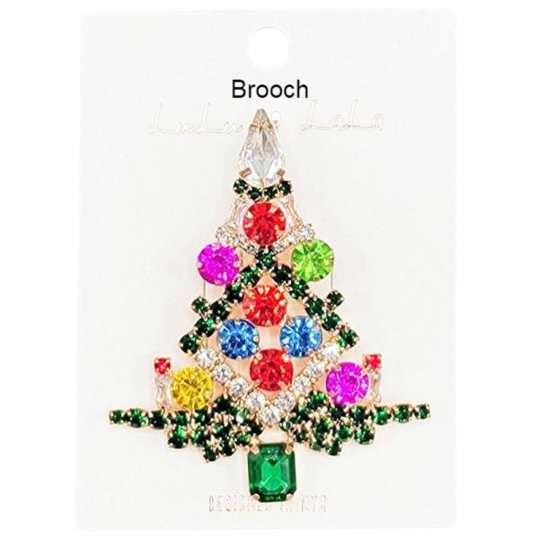 RHINESTONE CHRISTMAS TREE BROOCH