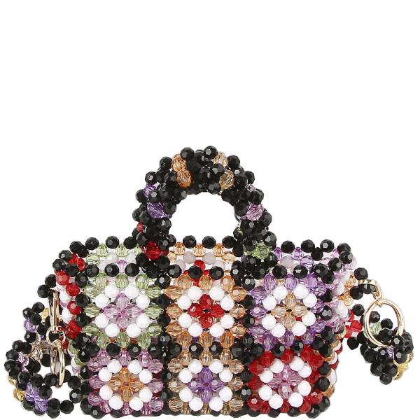 CUTE FLOWER BEADED HANDLE CROSSBODY BAG