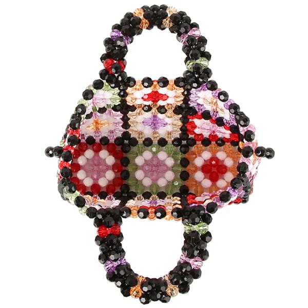 CUTE FLOWER BEADED HANDLE CROSSBODY BAG