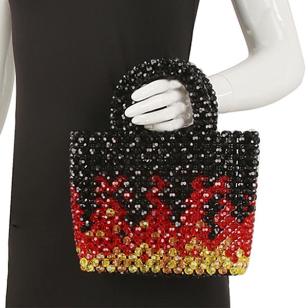 FLAME DESIGN BEAD HANDLE BAG