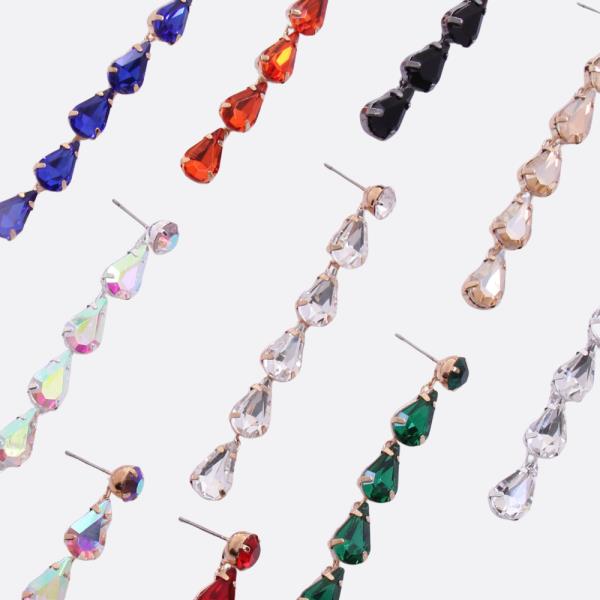 TEARDROP COLOR CRYSTAL STONE DROP EARRING