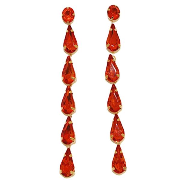 TEARDROP COLOR CRYSTAL STONE DROP EARRING