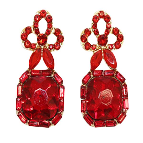 COLOR RHINESTONE FLOWER EARRING
