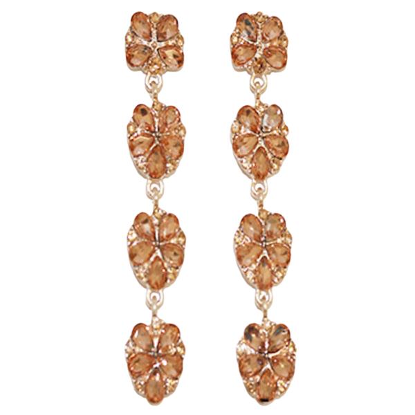 COLOR CRYSTAL STONE FLOWER DROP EARRING