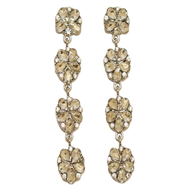COLOR CRYSTAL STONE FLOWER DROP EARRING