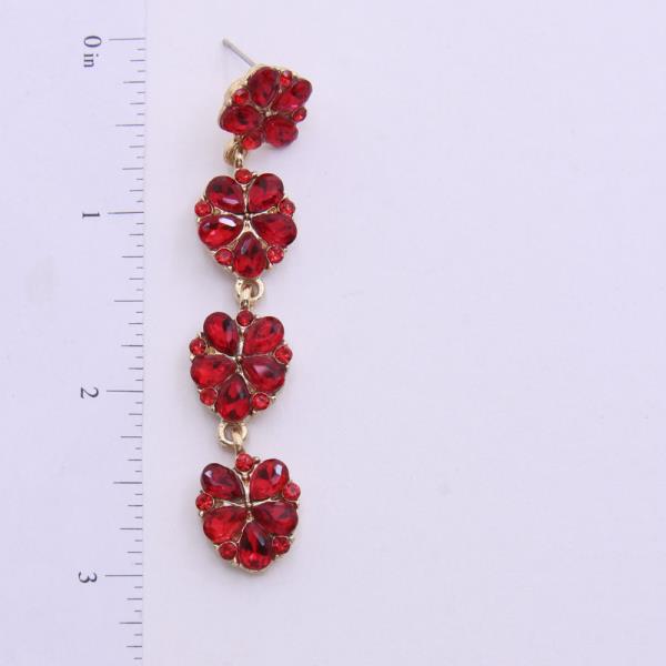 COLOR CRYSTAL STONE FLOWER DROP EARRING