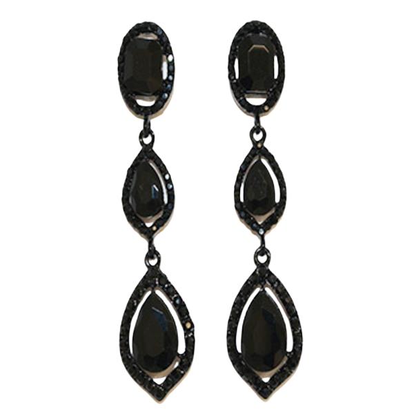 COLOR TEARDROP CRYSTAL STONE DROP EARRING