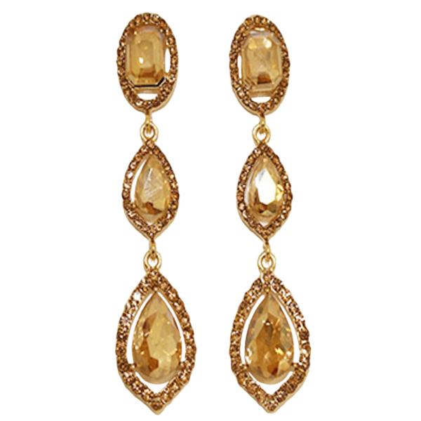 COLOR TEARDROP CRYSTAL STONE DROP EARRING