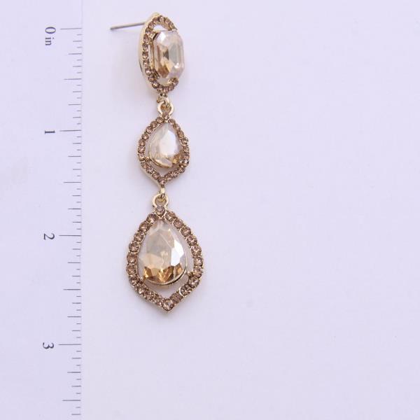 COLOR TEARDROP CRYSTAL STONE DROP EARRING