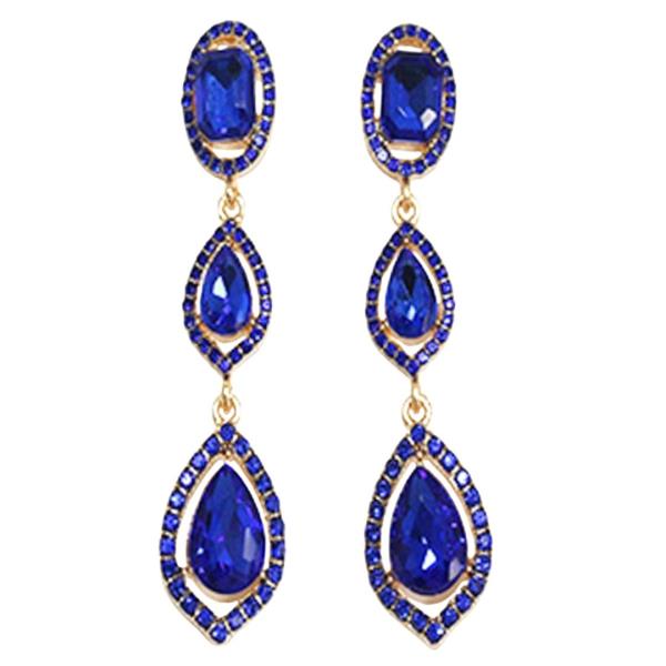 COLOR TEARDROP CRYSTAL STONE DROP EARRING