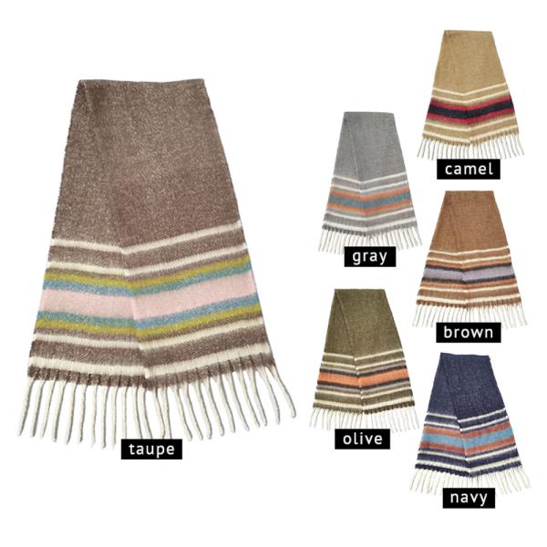 MULTI STRIPE COZY SCARF W/ FRINGE