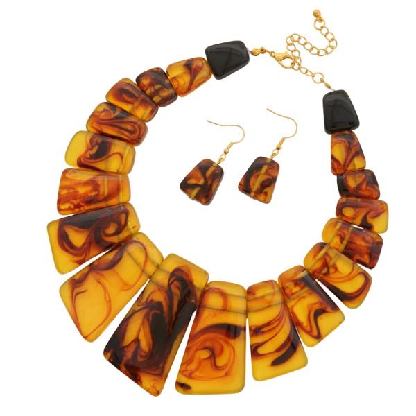 TORTOISE CHUNKY NECKLACE EARRING SET