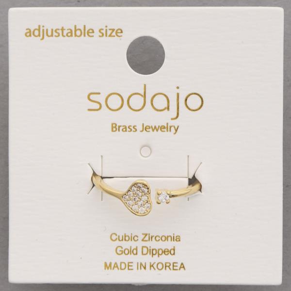 SODAJO CZ HEART GOLD DIPPED ADJUSTABLE RING