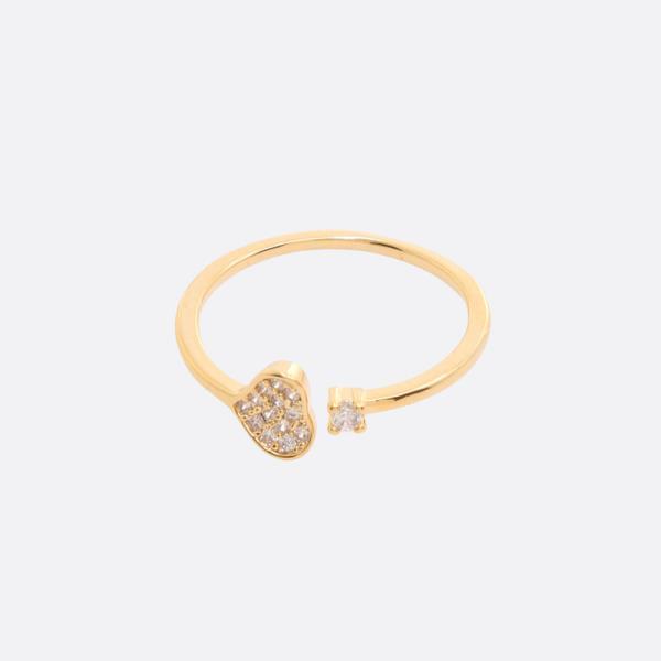 SODAJO CZ HEART GOLD DIPPED ADJUSTABLE RING