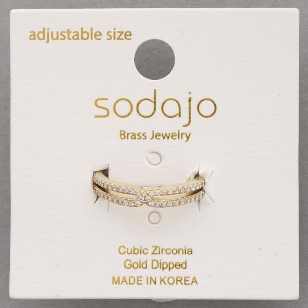 SODAJO CZ GOLD DIPPED ADJUSTABLE RING