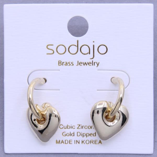 SODAJO HEART OPEN HOOP GOLD DIPPED EARRING